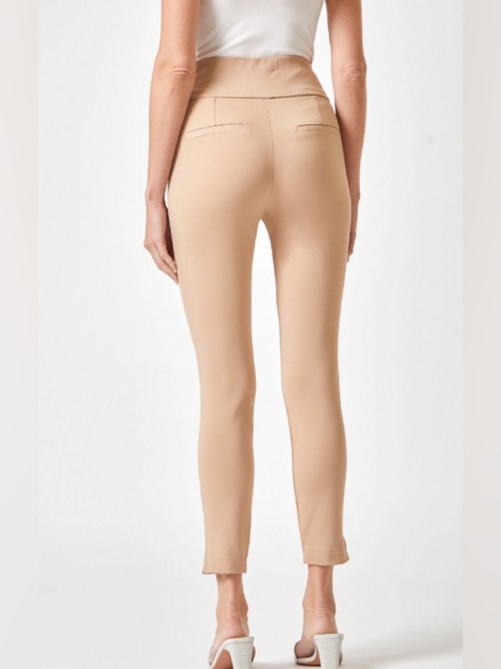 Dear Scarlett Magic High Waisted Skinny 28” Crop Pants in Beige - Picture 3 of 3